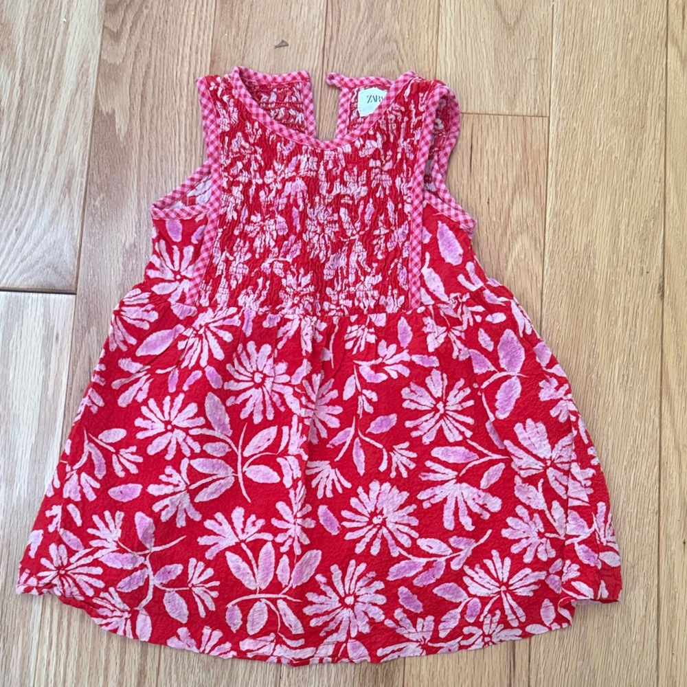 Zara Red and White Floral Kids Dress